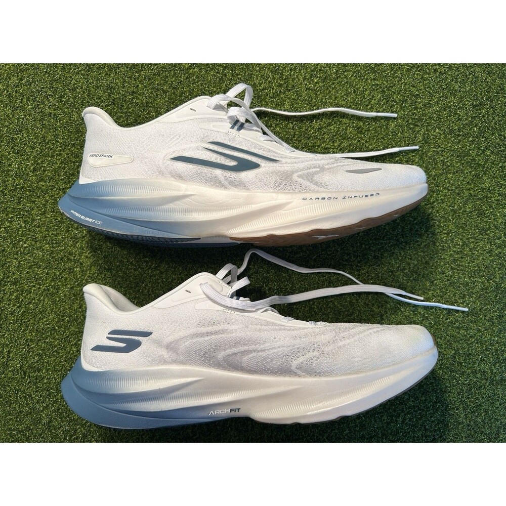 Skechers Aero Spark White Blue Men’s Size 13 Running Training Shoes Sneakers